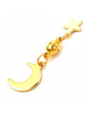 Cierre magnético. Luna+Estrella. Aleación y acero inoxidable. Color dorado. 40 mm largo. 1 set.