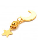 Cierre magnético. Luna+Estrella. Aleación y acero inoxidable. Color dorado. 40 mm largo. 1 set.