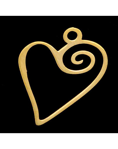 Corazón. Acero inoxidable. Color dorado. 17x13x1 milímetro. 1,5 mm perforación. 1 unidad.