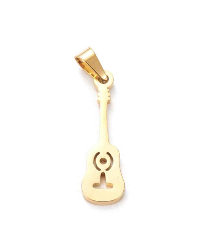 Música: Guitarra. Acero inoxidable. Color dorado. 22x7x1,2 milímetros. 3x5 mm cierre. 1 unidad.
