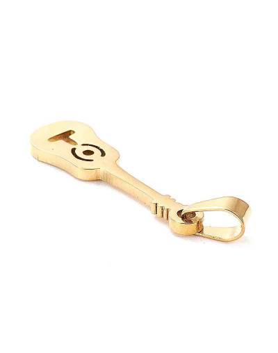 Música: Guitarra. Acero inoxidable. Color dorado. 22x7x1,2 milímetros. 3x5 mm cierre. 1 unidad.