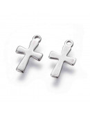 Cruces. Acero inoxidable.Color plateado.12x7x1 milímetros. 5 uds Cruces. Acero inoxidable.Color plateado.12x7x1 milímetros. 5 uds