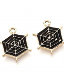 Telaraña. Aleación de cobre y esmalte. 20x16,5x1,5 milímetros. 2 mm perforación. 2 unidades. Telaraña. Aleación de cobre y esmalte. 20x16,5x1,5 milímetros. 2 mm perforación. 2 unidades.