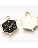 Telaraña. Aleación de cobre y esmalte. 20x16,5x1,5 milímetros. 2 mm perforación. 2 unidades. Telaraña. Aleación de cobre y esmalte. 20x16,5x1,5 milímetros. 2 mm perforación. 2 unidades.