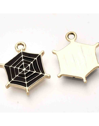 Telaraña. Aleación de cobre y esmalte. 20x16,5x1,5 milímetros. 2 mm perforación. 2 unidades. Telaraña. Aleación de cobre y esmalte. 20x16,5x1,5 milímetros. 2 mm perforación. 2 unidades.