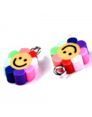 Flor + Smile. Multicolor. Polímero + aleación. 13x10x3 mm. 1,8 mm agujero. 10 unidades Flor + Smile. Multicolor. Polímero + aleación. 13x10x3 mm. 1,8 mm agujero. 10 unidades