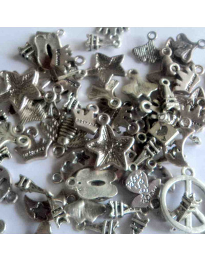 Mix Fantasía Color plateado 10 a 30 mm 1-2 mm perforación 5 unidades