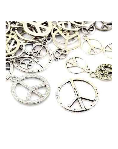 Símbolo de la Paz. Aleación de cobre. Color plateado. De 11 a 21 milímetros. 5 unidades