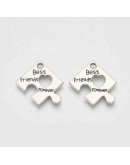 Puzzle - Best Friends. Aleación de cobre. Plateado antiguo. 22x22x2 mm 2 mm perforación. 5 uds Puzzle - Best Friends. Aleación de cobre. Plateado antiguo. 22x22x2 mm 2 mm perforación. 5 uds