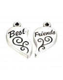 Corazón - Best Friends. Aleación de cobre. Plateado antiguo 22x12x2 mm 1 mm perforación. 2 set Corazón - Best Friends. Aleación de cobre. Plateado antiguo 22x12x2 mm 1 mm perforación. 2 set