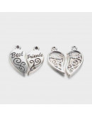 Corazón - Best Friends. Aleación de cobre. Plateado antiguo 22x12x2 mm 1 mm perforación. 2 set Corazón - Best Friends. Aleación de cobre. Plateado antiguo 22x12x2 mm 1 mm perforación. 2 set