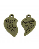 Corazón - Best Friends. Aleación de cobre. Bronce antiguo. 22x12x2 mm 1 mm perforación. 3 set Corazón - Best Friends. Aleación de cobre. Bronce antiguo. 22x12x2 mm 1 mm perforación. 3 set