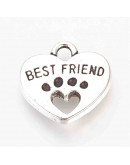 Best Friends - Perro. Aleación de cobre. Color plata antigua.14,5x15x2,5 mm 2 mm perforación. 10 und Best Friends - Perro. Aleación de cobre. Color plata antigua.14,5x15x2,5 mm 2 mm perforación. 10 und