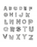 Set Abecedario 26 letras.Aleación de cobre.Color plateado 16 milímetros 8x2 mm perforación 1 Set Set Abecedario 26 letras.Aleación de cobre.Color plateado 16 milímetros 8x2 mm perforación 1 Set