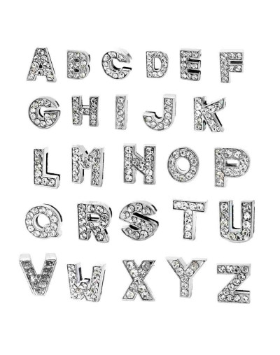 Set Abecedario 26 letras.Aleación de cobre.Color plateado 16 milímetros 8x2 mm perforación 1 Set