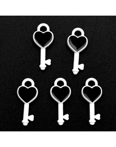 Corazón-Llave. Aleación de cobre y esmalte.16x7 milímetros. 1,8 mm perforación. 4 unidades