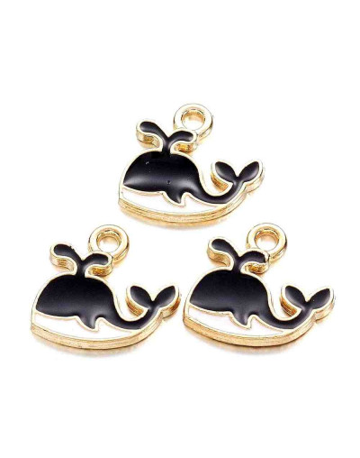 Ballenas. Aleación de cobre y esmalte. 12.5x13 milímetros 1.5 mm perforación. 4 unidades