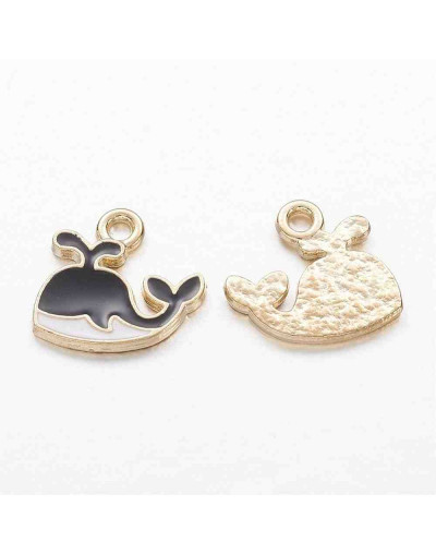 Ballenas. Aleación de cobre y esmalte. 12.5x13 milímetros 1.5 mm perforación. 4 unidades