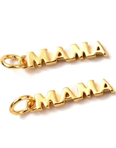 Mamá. Aleación de cobre. Baño 18kGold. 16,5x3x2 milímetros. 5 mm arandela. 1 unidad.
