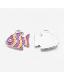 Peces. Aleación de cobre y esmalte. 19x20 milímetros. 3 mm perforación. 2 unidades Peces. Aleación de cobre y esmalte. 19x20 milímetros. 3 mm perforación. 2 unidades