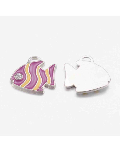 Peces. Aleación de cobre y esmalte. 19x20 milímetros. 3 mm perforación. 2 unidades