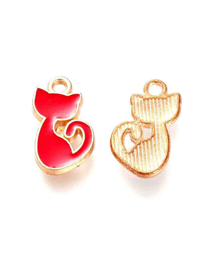 Gato (2). Aleación de cobre y esmalte. 15x8 milímetros. 1,5 mm perforación. 4 unidades Gato (2). Aleación de cobre y esmalte. 15x8 milímetros. 1,5 mm perforación. 4 unidades
