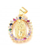 Virgen (3). Aleación+Zirconia. Baño 18KGold. 20x15x2,5 mm. 5 mm cierre. 1 unidad.