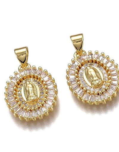 Virgen (4). Aleación+Zirconia. Baño 18KGold. 18,5x14,5x3 mm. 5 mm cierre. 1 unidad.