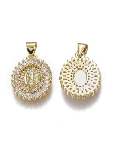 Virgen (4). Aleación+Zirconia. Baño 18KGold. 18,5x14,5x3 mm. 5 mm cierre. 1 unidad.