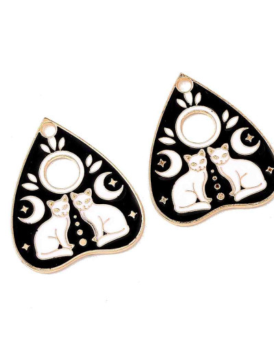 Corazón+Gato (1). Aleación de cobre y esmalte. 26xx22x1,5 milímetros. 2 mm perforación. 1 unidad.