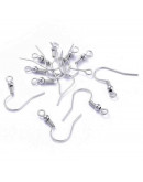 Ganchos para aretes Sin niquel Color plateado 18 mm largo 0,8 mm grosor 2 mm agujero 40 unidades
