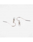 Ganchos para aretes Sin niquel Color plateado 18 mm largo 0,8 mm grosor 2 mm agujero 40 unidades