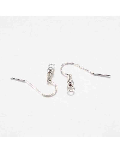 Ganchos para aretes Sin niquel Color plateado 18 mm largo 0,8 mm grosor 2 mm agujero 40 unidades