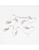 Ganchos para aretes Sin niquel Color plateado 18 mm largo 0,8 mm grosor 2 mm agujero 40 unidades