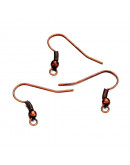 Ganchos para aretes Sin niquel Color cobre 18 mm largo 0,8 mm grosor 2 mm agujero 40 unidades