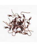 Ganchos para aretes Sin niquel Color cobre 18 mm largo 0,8 mm grosor 2 mm agujero 40 unidades