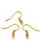 Ganchos para aretes Sin niquel Color dorado 18 mm largo 0,8 mm grosor 2 mm agujero 40 unidades