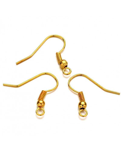 Ganchos para aretes Sin niquel Color dorado 18 mm largo 0,8 mm grosor 2 mm agujero 40 unidades