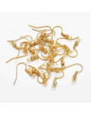 Ganchos para aretes Sin niquel Color dorado 18 mm largo 0,8 mm grosor 2 mm agujero 40 unidades
