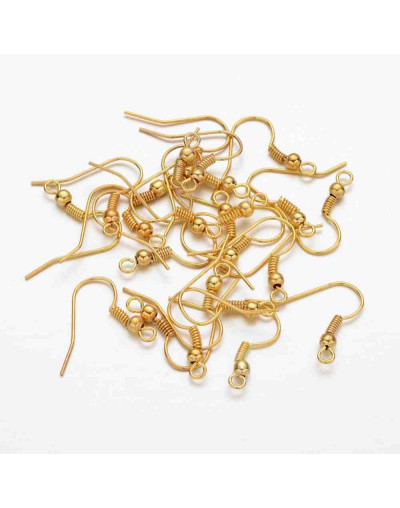 Ganchos para aretes Sin niquel Color dorado 18 mm largo 0,8 mm grosor 2 mm agujero 40 unidades