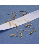 Ganchos para aretes Sin niquel Color dorado 18 mm largo 0,8 mm grosor 2 mm agujero 40 unidades