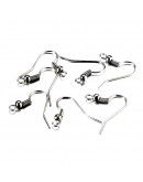 Ganchos para aretes Acero quirúrgico Color plateado 20 mm largo 0,8 mm grosor 2 mm agujero 20 unidad