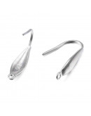 Ganchos para aretes Acero inoxidable Color plateado 19,50 mm largo 1 mm grosor 1,2 mm agujero 4 unid