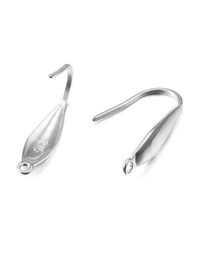 Ganchos para aretes Acero inoxidable Color plateado 19,50 mm largo 1 mm grosor 1,2 mm agujero 4 unid