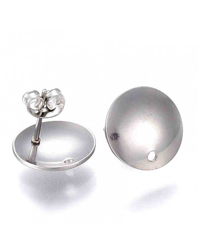 Pin para aretes con cierre Acero inoxidable plateado Pin 13x2x0,8 mm Cierre 6x4x3 mm 2 unidades Pin para aretes con cierre Acero inoxidable plateado Pin 13x2x0,8 mm Cierre 6x4x3 mm 2 unidades