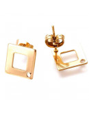 Pin para aretes con cierre Acero inoxidable Color dorado Pin 14x14x0,8 mm Cierre 6x4x3 mm 2 unidades Pin para aretes con cierre Acero inoxidable Color dorado Pin 14x14x0,8 mm Cierre 6x4x3 mm 2 unidades