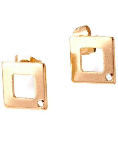 Pin para aretes con cierre Acero inoxidable Color dorado Pin 14x14x0,8 mm Cierre 6x4x3 mm 2 unidades Pin para aretes con cierre Acero inoxidable Color dorado Pin 14x14x0,8 mm Cierre 6x4x3 mm 2 unidades