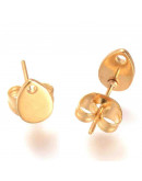 Pin para aretes. Gota. Acero inoxidable. Color dorado. 8x5x0,8 mm. Cierre 6x4x3 mm. 2 unidades. Pin para aretes. Gota. Acero inoxidable. Color dorado. 8x5x0,8 mm. Cierre 6x4x3 mm. 2 unidades.