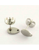 Pin para aretes. Gota. Acero inoxidable. Color plateado. 8x5x0,8 mm. Cierre 6x4x3 mm. 4 unidades. Pin para aretes. Gota. Acero inoxidable. Color plateado. 8x5x0,8 mm. Cierre 6x4x3 mm. 4 unidades.