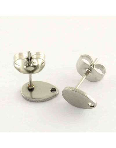Pin para aretes. Gota. Acero inoxidable. Color plateado. 8x5x0,8 mm. Cierre 6x4x3 mm. 4 unidades. Pin para aretes. Gota. Acero inoxidable. Color plateado. 8x5x0,8 mm. Cierre 6x4x3 mm. 4 unidades.